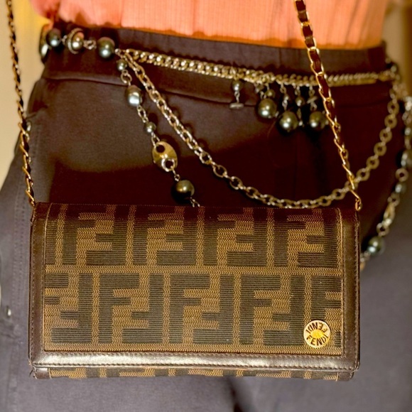 FENDI Brown Mono Canvas Leather Wallet in Authentic Good Used Condition. - Picture 6 of 17